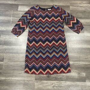 Cato Zigzag Patterned Multicolor Dress